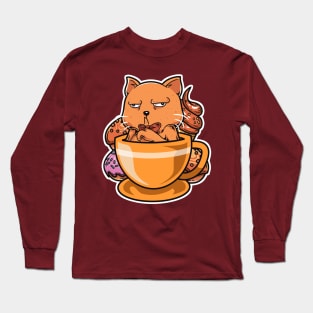 Weird Cat and Coffee Long Sleeve T-Shirt